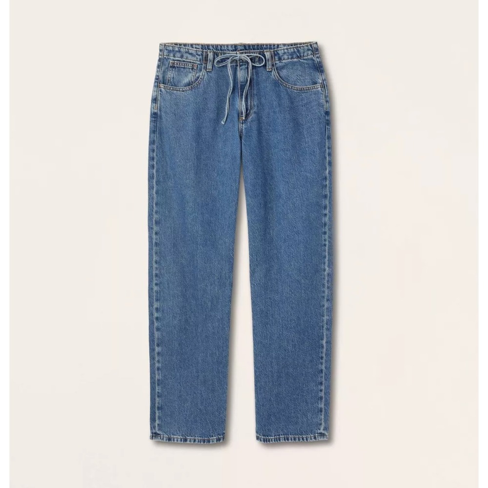 Women's Mid-Rise Drawstring Baggy Jeans - Parke x Target Light Wash 4 New w Tags